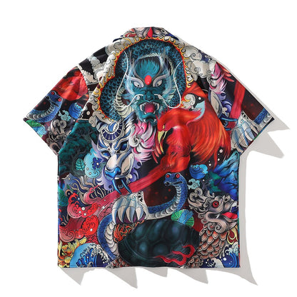"Tropic Birds" Unisex Men Women Streetwear Graphic Button Up - Street King Apparel