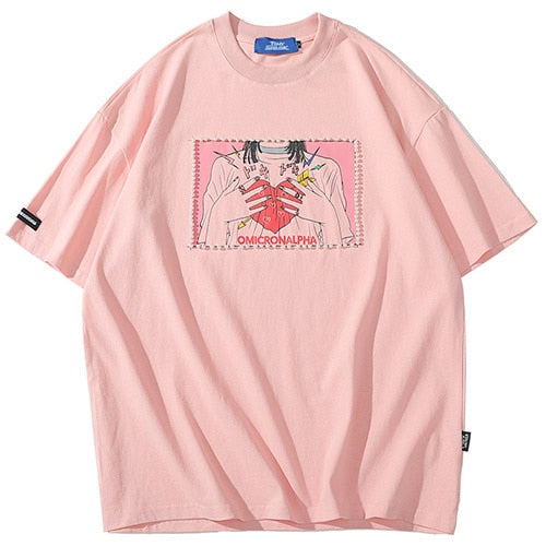 "Red Heart" Unisex Men Women Streetwear Graphic T-Shirt - Street King Apparel