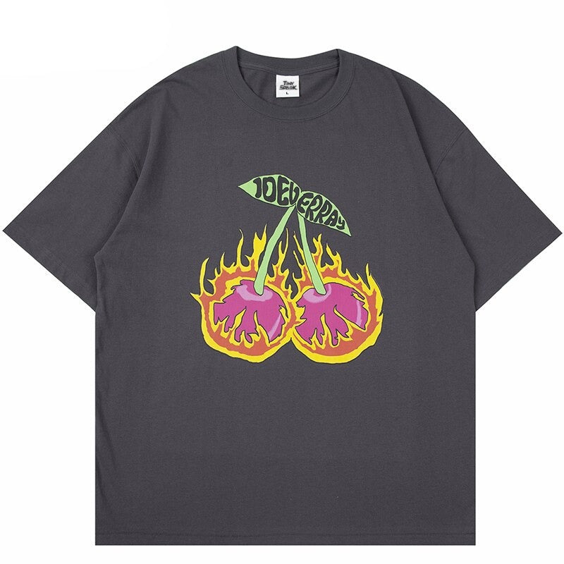 Street King Apparel "Cherry Flame" Unisex Men Women Streetwear Graphic T-Shirt - Street King Apparel