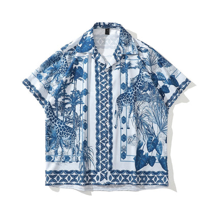 "Hawaiian Beach" Unisex Men Women Streetwear Button Shirt - Street King Apparel