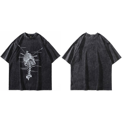 "Stripped Skeleton" Unisex Men Women Streetwear Graphic T-Shirt - Street King Apparel
