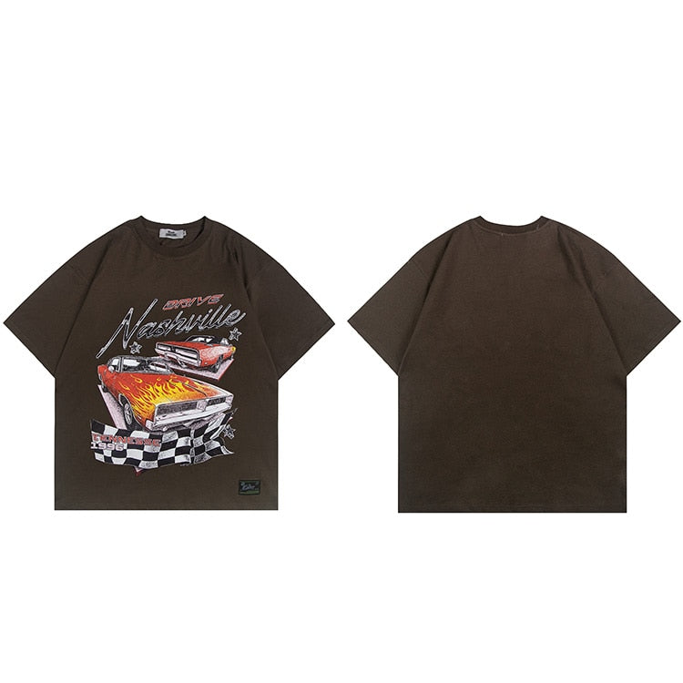 "Race Track" Unisex Men Women Streetwear Graphic T-Shirt - Street King Apparel