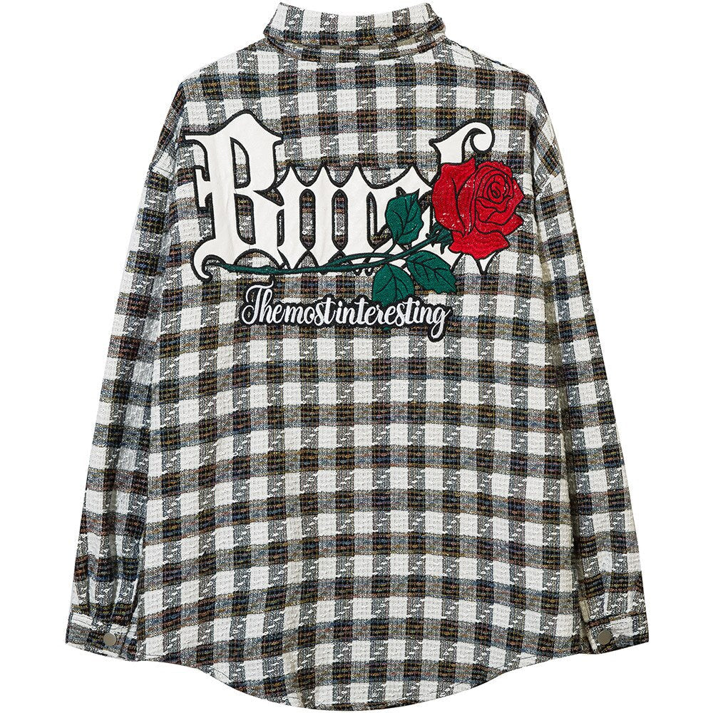 "Plaid Rose" Unisex Men Women Streetwear Graphic Shirt - Street King Apparel