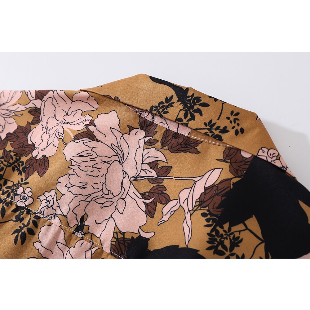 "Floral Printed" Unisex Men Women Streetwear Collar Shirt - Street King Apparel