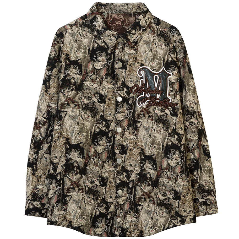 "Jungle Ready" Unisex Men Women Graphic Streetwear Button Shirt - Street King Apparel