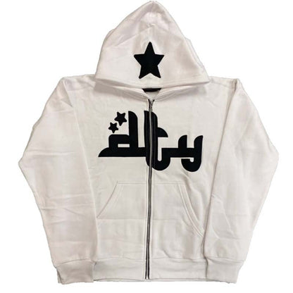 "Star" Zip Up Unisex Men Women Streetwear Graphic Sweater - Street King Apparel