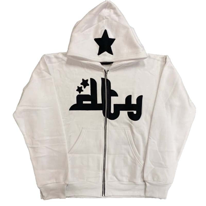 "Star" Zip Up Unisex Men Women Streetwear Graphic Sweater - Street King Apparel