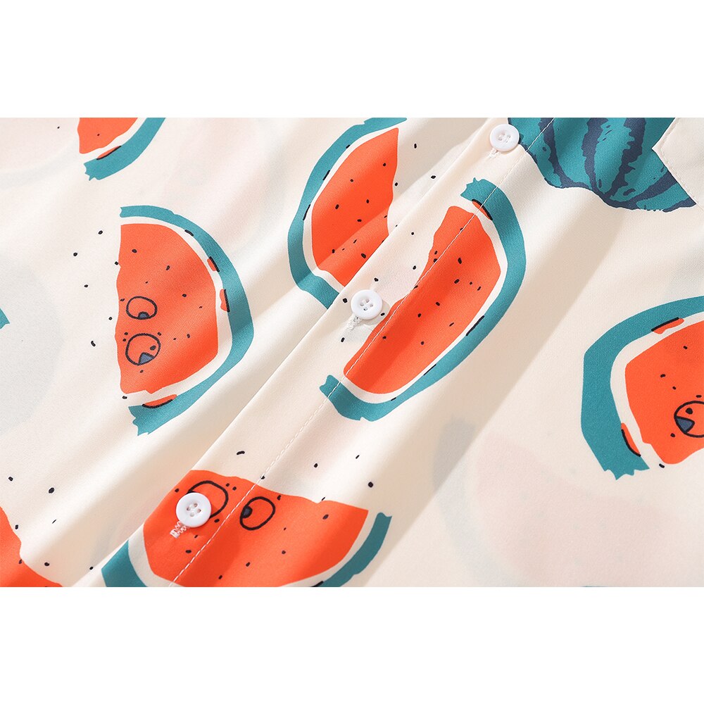 "Watermelon" Unisex Men Women Streetwear Graphic Button Shirt - Street King Apparel