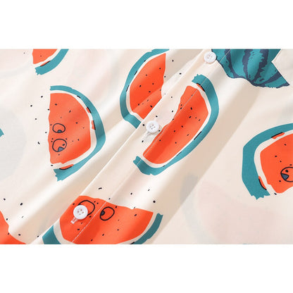 "Watermelon" Unisex Men Women Streetwear Graphic Button Shirt - Street King Apparel