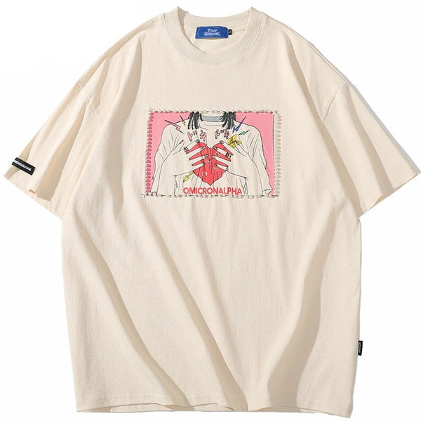 "Red Heart" Unisex Men Women Streetwear Graphic T-Shirt - Street King Apparel