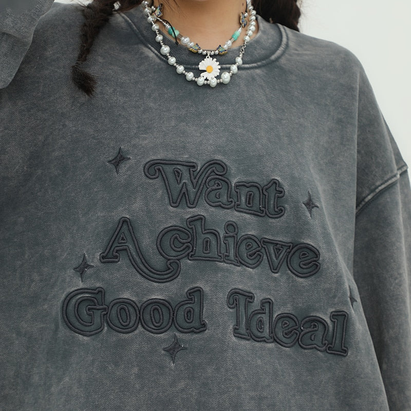 "Achieve Everything" Unisex Men Women Streetwear Graphic Sweatshirt Daulet Apparel