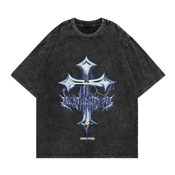 "Vintage Cross" Unisex Men Women Streetwear Graphic T-Shirt - Street King Apparel