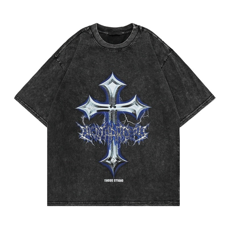 "Vintage Cross" Unisex Men Women Streetwear Graphic T-Shirt - Street King Apparel