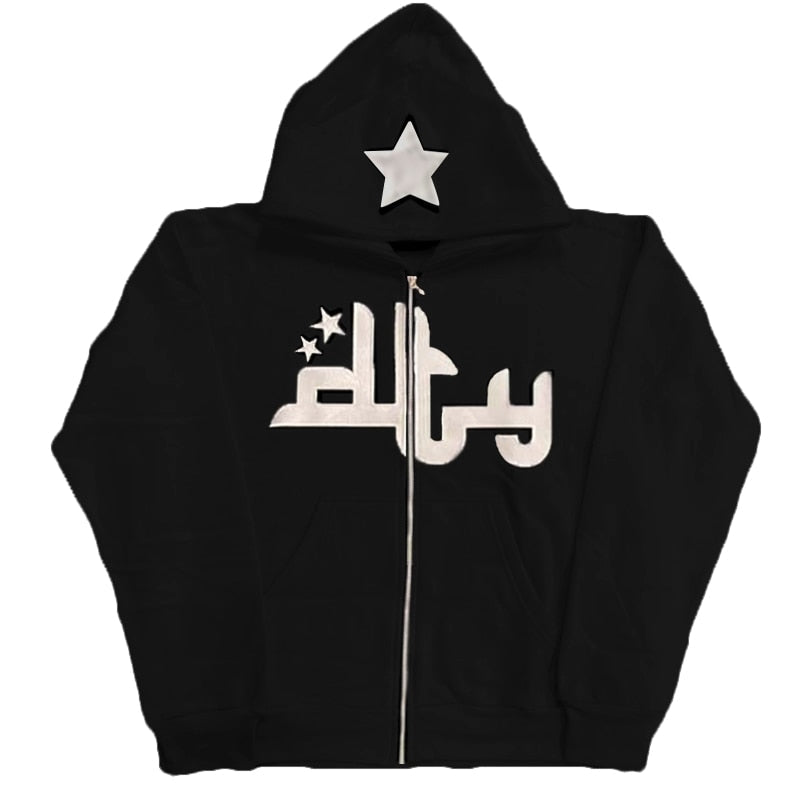 "Star" Zip Up Unisex Men Women Streetwear Graphic Sweater - Street King Apparel