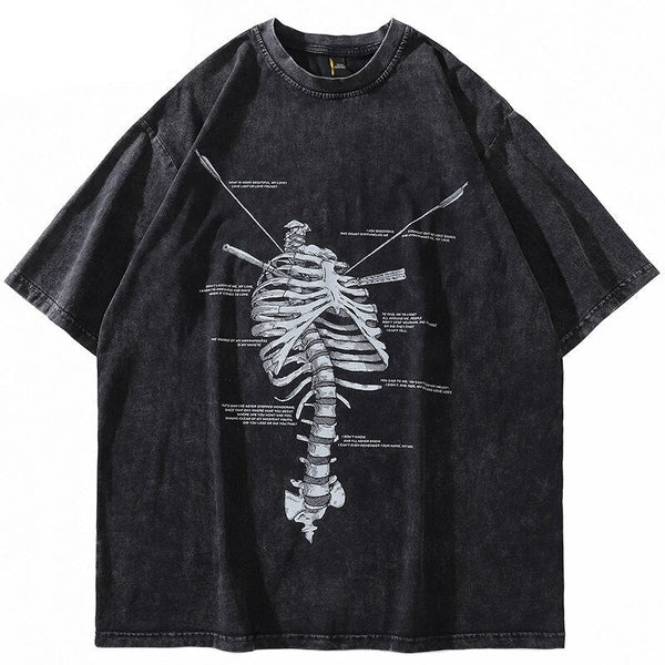 "Stripped Skeleton" Unisex Men Women Streetwear Graphic T-Shirt - Street King Apparel