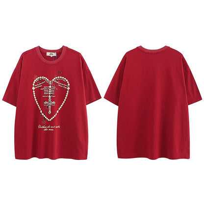 "Heart Cross" Unisex Men Women Streetwear Graphic T-Shirt - Street King Apparel