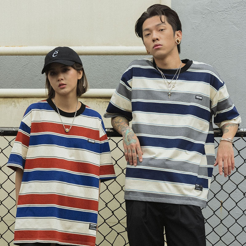 "Striped" Unisex Men Women Streetwear Graphic T-Shirt - Street King Apparel
