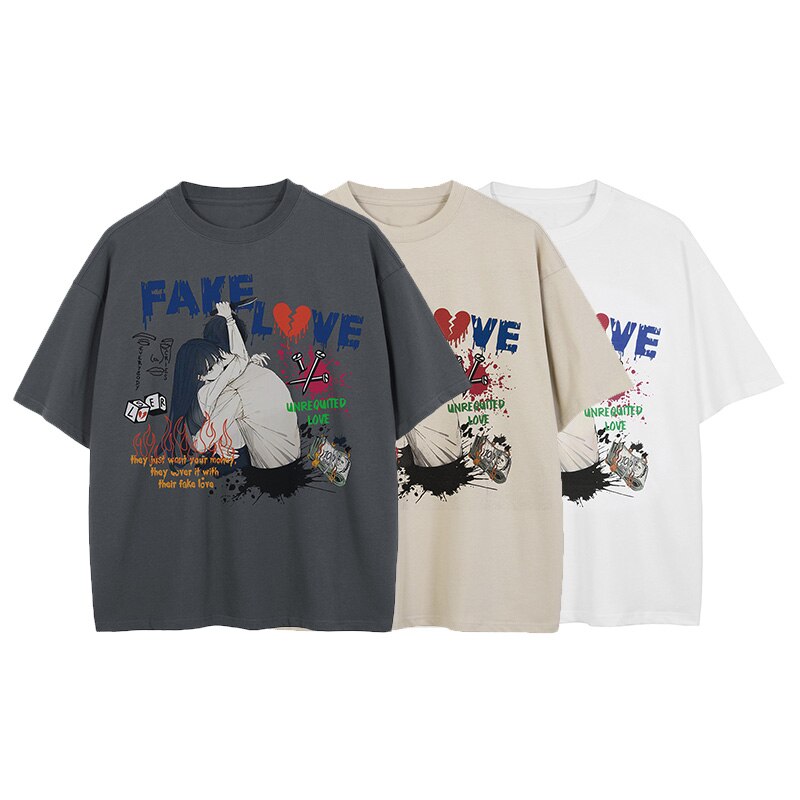 "Fake Love" Unisex Men Women Streetwear Graphic T-Shirt - Street King Apparel