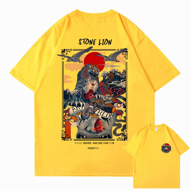 "Stone Lion" Men Women Streetwear Unisex Graphic T-Shirt - Street King Apparel