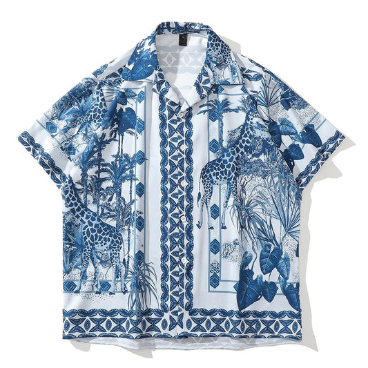 "Hawaiian Beach" Unisex Men Women Streetwear Button Shirt - Street King Apparel