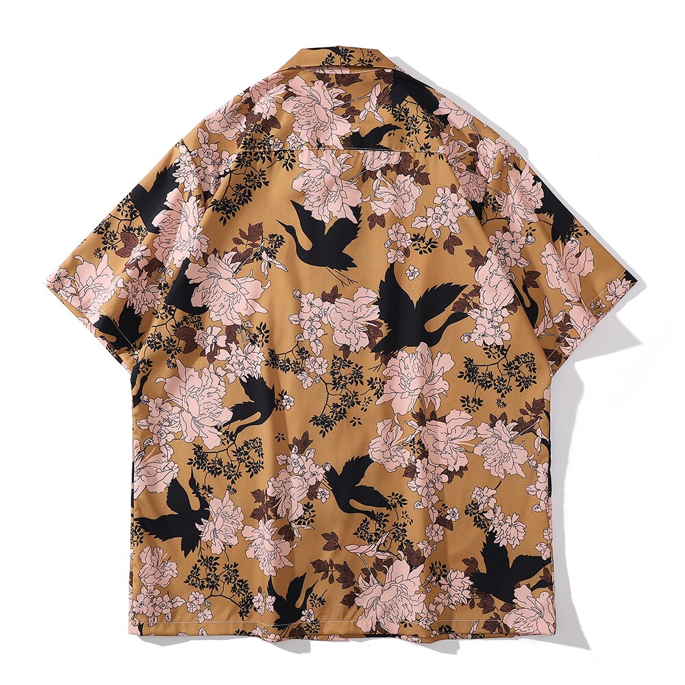 "Floral Printed" Unisex Men Women Streetwear Collar Shirt - Street King Apparel