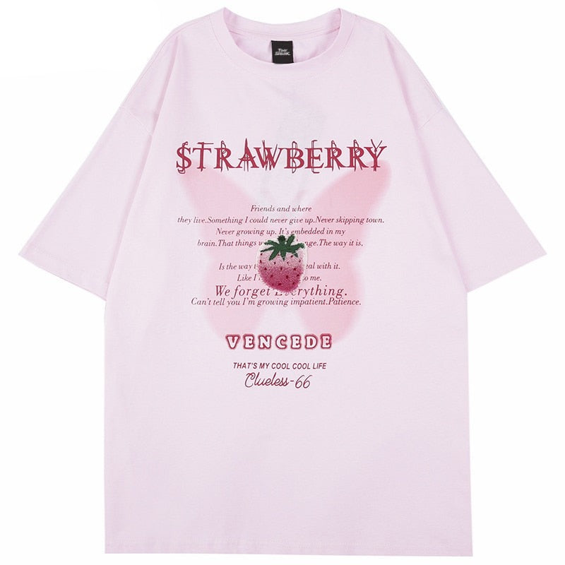 "Strawberry" Unisex Men Women Streetwear Graphic T-Shirt - Street King Apparel