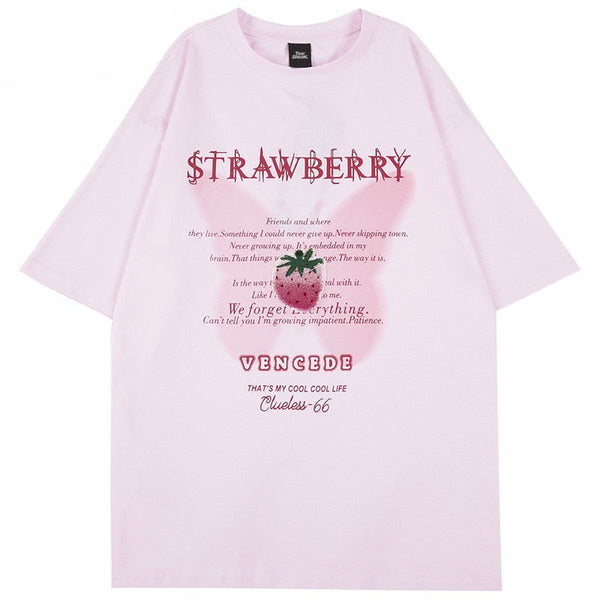 "Strawberry" Unisex Men Women Streetwear Graphic T-Shirt - Street King Apparel