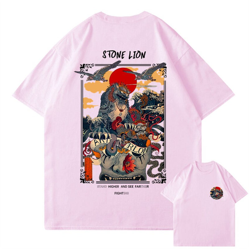 "Stone Lion" Men Women Streetwear Unisex Graphic T-Shirt - Street King Apparel