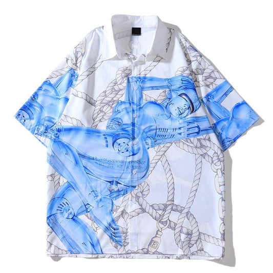 Street King Apparel "Blue Queen" Unisex Men Women Streetwear Button Shirt - Street King Apparel
