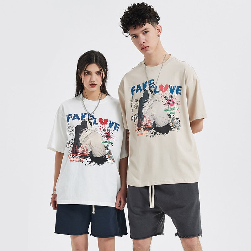 "Fake Love" Unisex Men Women Streetwear Graphic T-Shirt - Street King Apparel