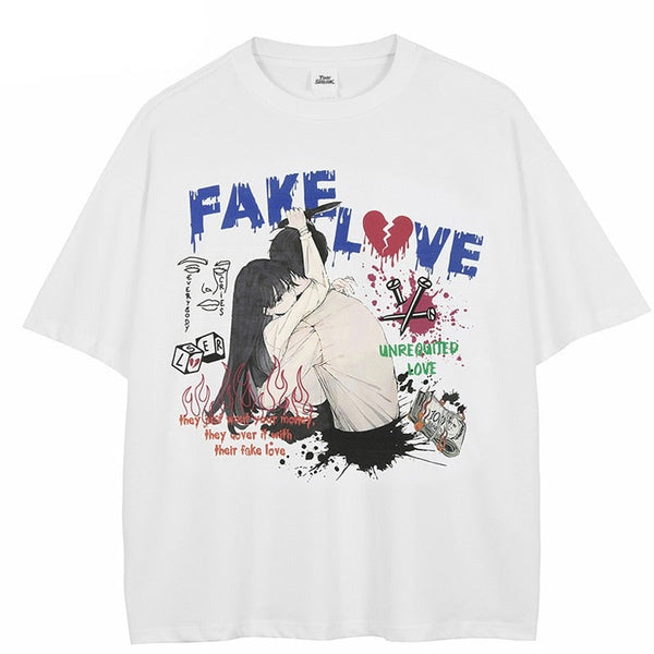 "Fake Love" Unisex Men Women Streetwear Graphic T-Shirt - Street King Apparel