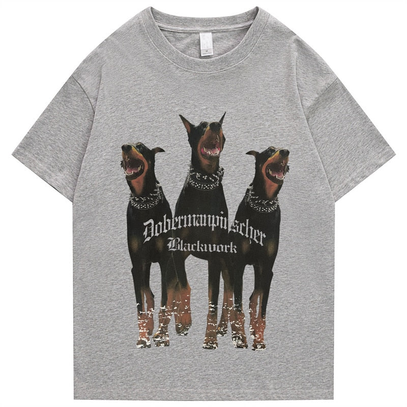 "Doberman" Men Women Streetwear Unisex Graphic T-Shirt - Street King Apparel