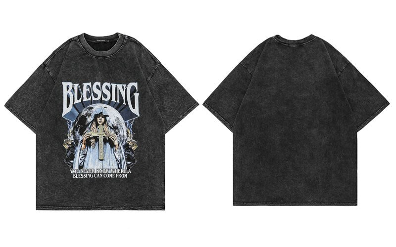 Street King Apparel "Blessings Up" Unisex Men Women Streetwear Graphic T-Shirt - Street King Apparel