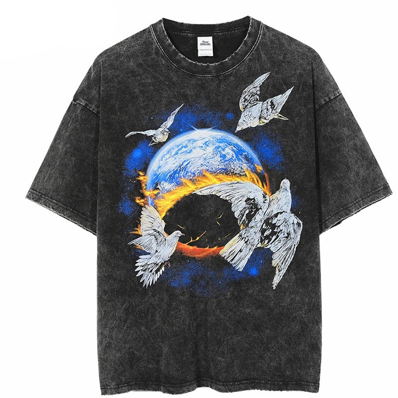 "Around The Globe" Unisex Men Women Streetwear Graphic T-Shirt Daulet Apparel