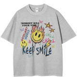 "Keep Smiling" Unisex Men Women Streetwear Graphic T-Shirt - Street King Apparel