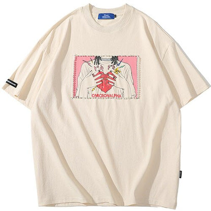 "Red Heart" Unisex Men Women Streetwear Graphic T-Shirt - Street King Apparel