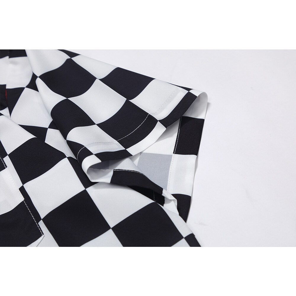 "Plaid Flame" Unisex Men Women Streetwear Graphic Button Shirt - Street King Apparel