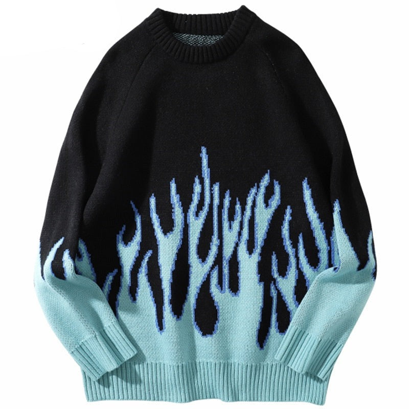 Street King Apparel "Blue Flame" Unisex Men Women Streetwear Graphic Sweater - Street King Apparel