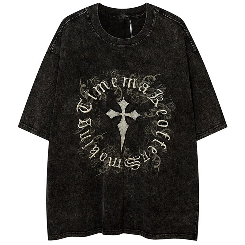 "Metal Cross" Unisex Men Women Streetwear Graphic T-Shirt - Street King Apparel