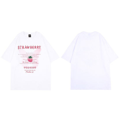 "Strawberry" Unisex Men Women Streetwear Graphic T-Shirt - Street King Apparel