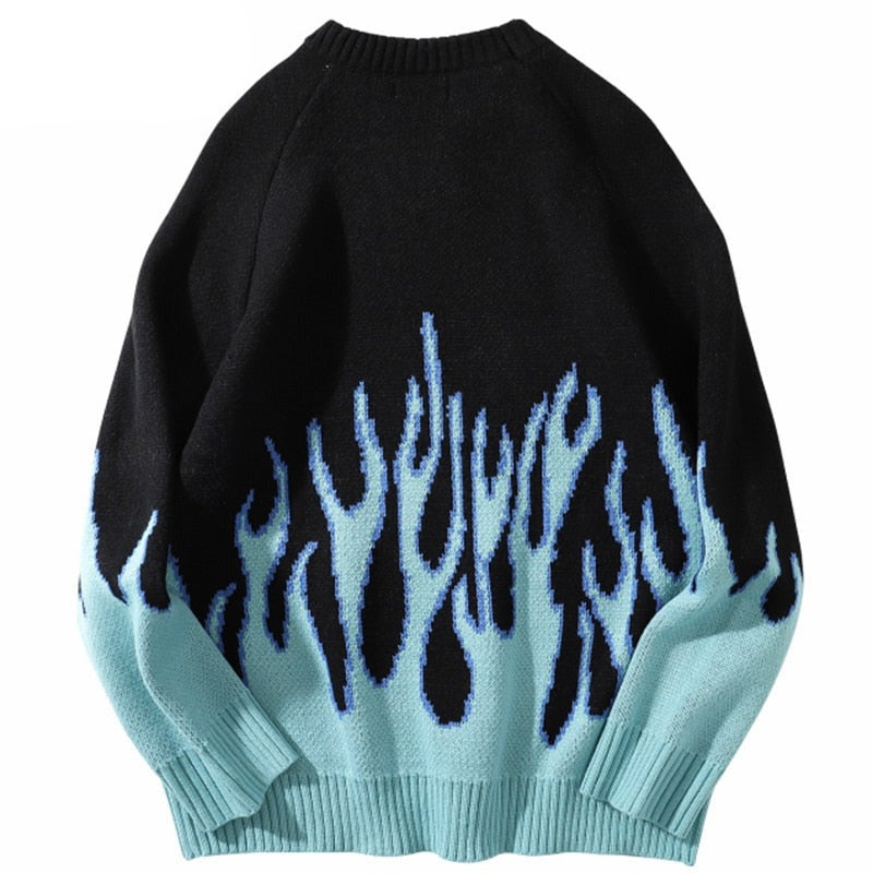 Street King Apparel "Blue Flame" Unisex Men Women Streetwear Graphic Sweater - Street King Apparel