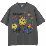"Keep Smiling" Unisex Men Women Streetwear Graphic T-Shirt - Street King Apparel