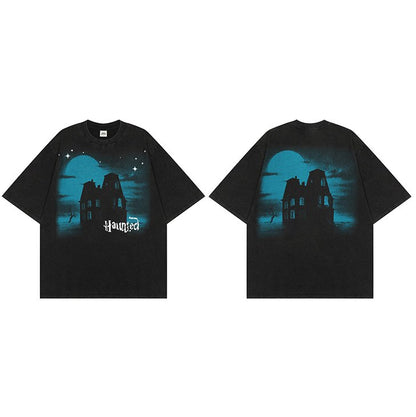 "Haunted House" Unisex Men Women Streetwear Graphic T-Shirt - Street King Apparel