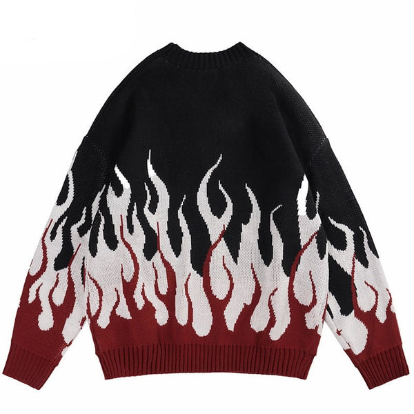 Street King Apparel "Big White Flames" Unisex Men Women Streetwear Graphic Sweater - Street King Apparel