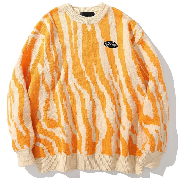 "Orange Wave" Unisex Men Women Streetwear Graphic Sweater - Street King Apparel