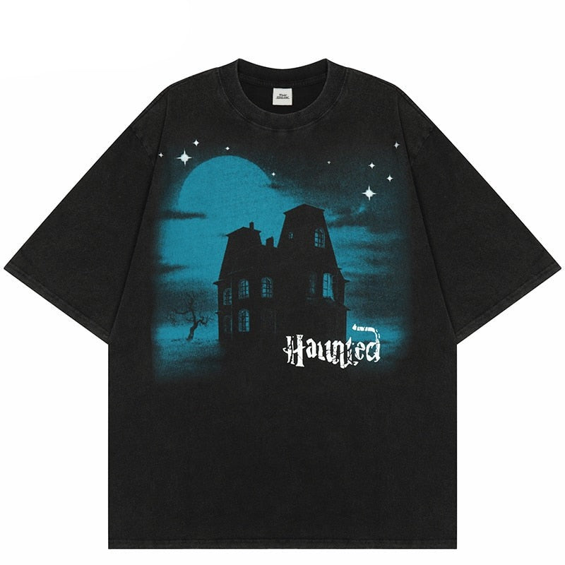 "Haunted House" Unisex Men Women Streetwear Graphic T-Shirt - Street King Apparel