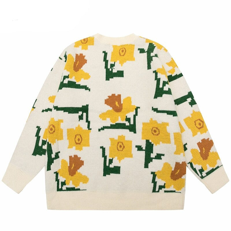 "Yellow Garden" Unisex Men Women Streetwear Graphic Sweater - Street King Apparel