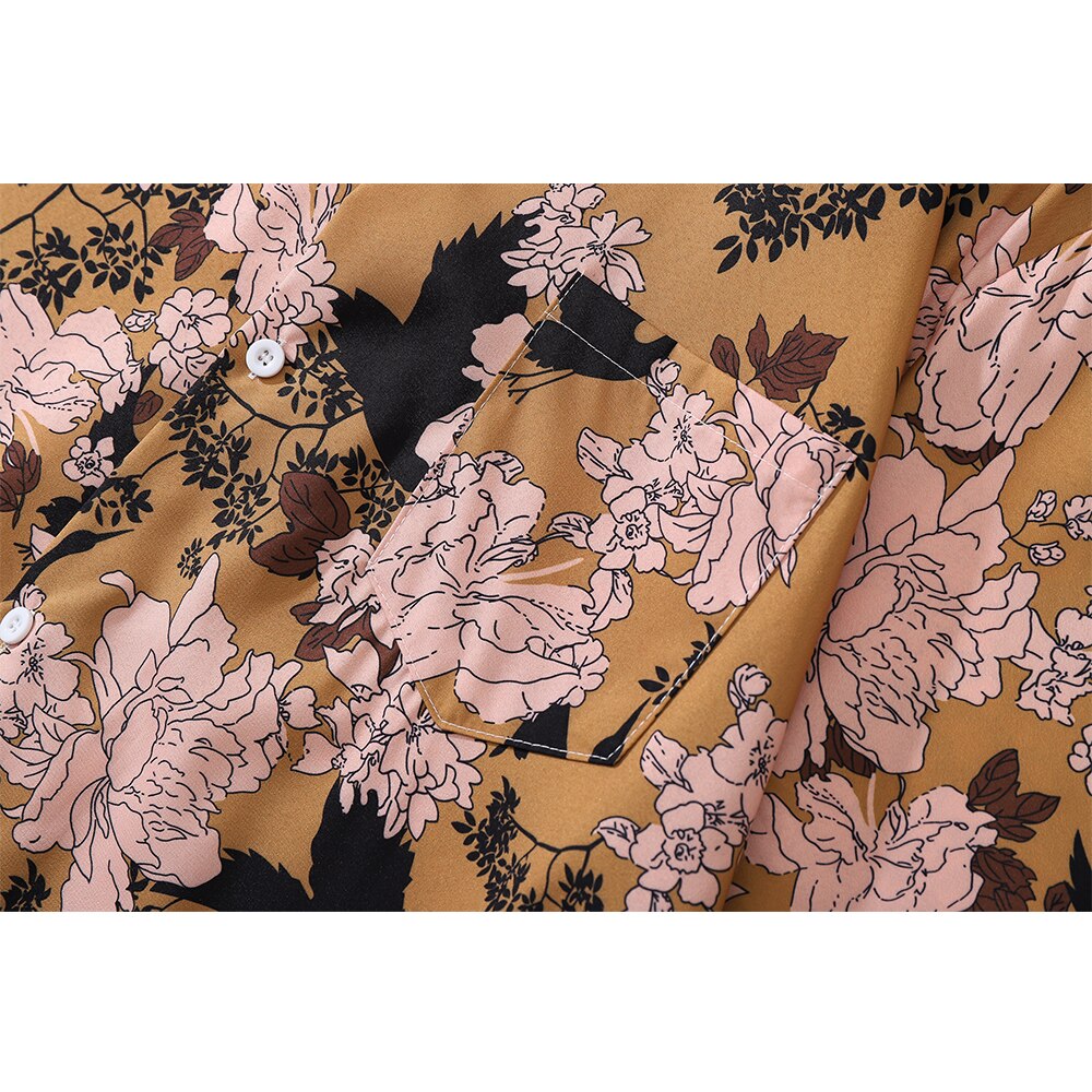"Floral Printed" Unisex Men Women Streetwear Collar Shirt - Street King Apparel