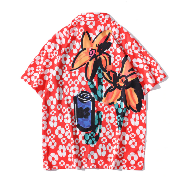 "Graf" Unisex Men Women Streetwear Graphic Button Up Shirt - Street King Apparel
