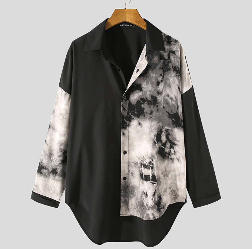 "Split Smoke" Unisex Men Women Streetwear Button Up Shirt - Street King Apparel